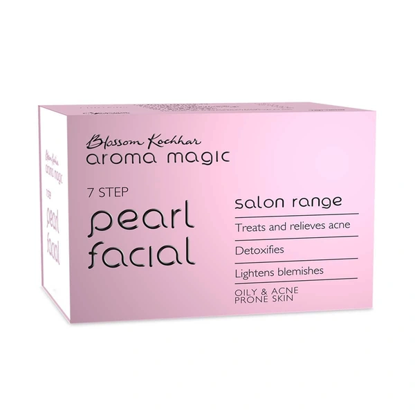 Aroma Magic Pearl Facial Kit Salon Range, (7 Step) | For Oily & Acne Prone Skin | Salon Range | Radiance-Enhancing | Anti-Aging Skincare | 240g