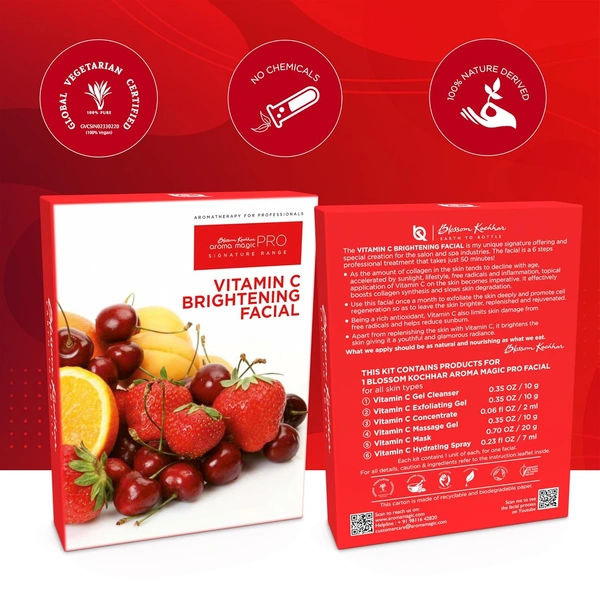 Aroma Magic Vitamin C Skin Brightening Facial Kit 650g | Reduces Dark Spots & Promotes Radiant Skin | Exfoliates, Hydrates & Evens Skin Tone | Brightens & Nourishes Skin for a Natural Glow | Suitable for All Skin Types