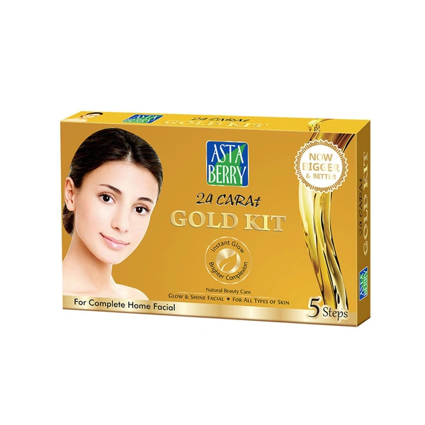 Asta Berry 24-Carat Gold Mini Facial Kit | 5-Step Luxury Facial | 24-Carat Gold Dust | Radiant Youthful Skin | Brightens, Nourishes & Reduces Signs of Aging & Improves Skin Tone.