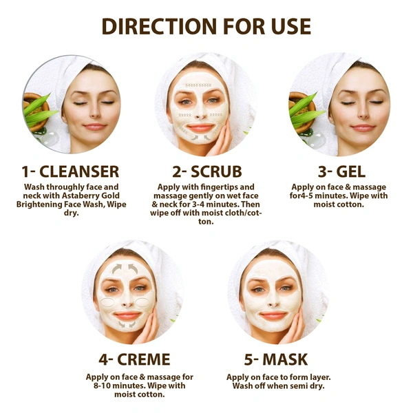 Asta Berry 24-Carat Gold Mini Facial Kit | 5-Step Luxury Facial | 24-Carat Gold Dust | Radiant Youthful Skin | Brightens, Nourishes & Reduces Signs of Aging & Improves Skin Tone.