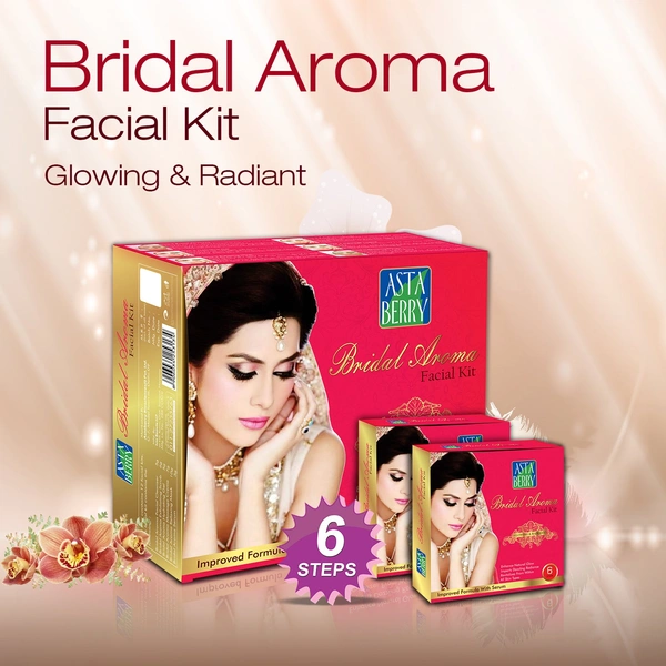 Asta Berry Astaberry Bridal Aroma Facial Kit 36g 6-Step Pack of 12 Facial | Perfect Pre-Wedding Skin Care | Enriched with Natural Ingredients for Glowing, Radiant, and Nourished Skin | Suitable for All Skin Types