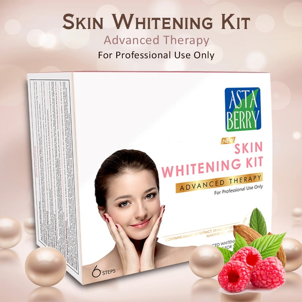Asta Berry Astaberry Skin Whitening Facial Kit 36g | 6-Step Pack of 12 Facial, Even-Toned & Radiant Skin | Enriched with Skin-Lightening Actives | Perfect for Dull & Pigmented Skin Types
