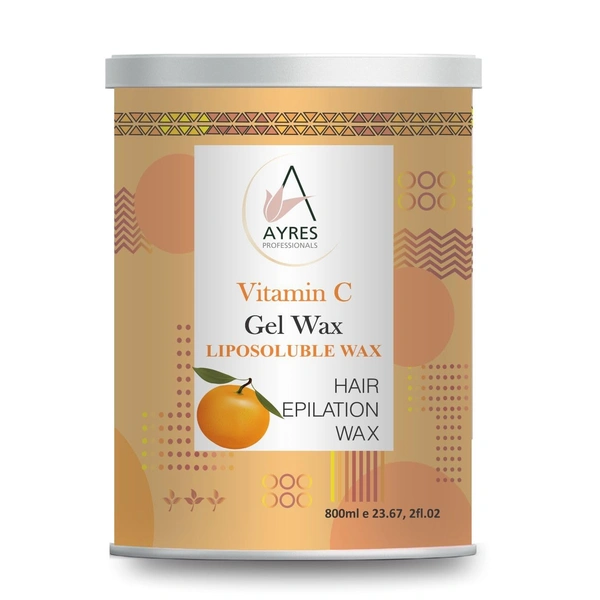 Ayress Ayres Liposoluble Vitamin C Gel Wax Crystal Clear 800ml | Hair Epilation Wax | Non-Sticky & Smooth Hair Removal | Easy to Use, Gentle on Skin | Long-Lasting Silky Finish