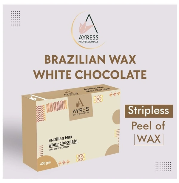 Ayres Professional Brazilian White Chocolate Wax 400gm | Strip-less Peel Off Wax for Face, Bikini & Underarms | Gentle on Sensitive Skin | Smooth & Painless Hair Removal