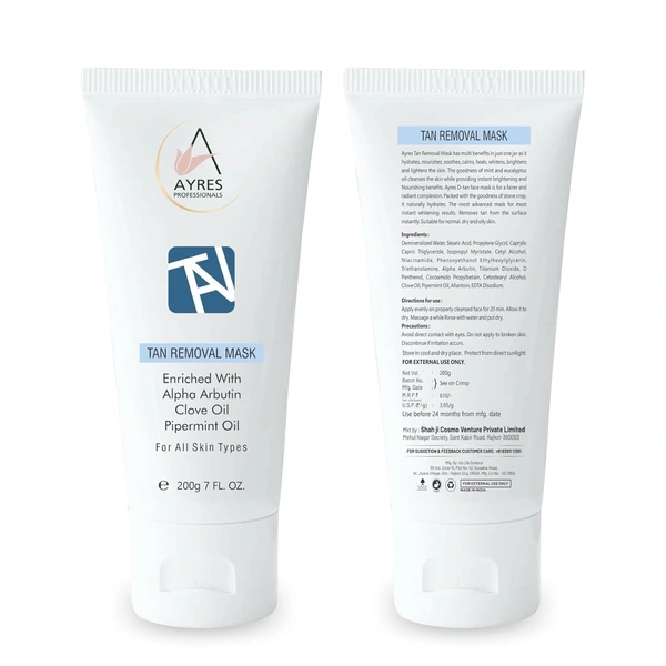 Ayres Tan Removal Mask 200g | Sun Damage Protection | Infused with Alpha Arbutin & Clove Oil | Brightens, Nourishes & Restores Skin | Suitable for All Skin Types