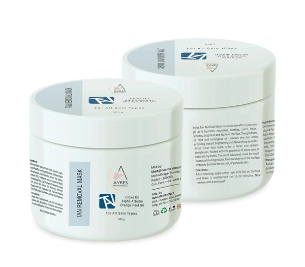 Ayres Tan Removal Mask 500g | Sun Damage Protection | Infused with Alpha Arbutin & Clove Oil | Brightens, Nourishes & Restores Skin | Suitable for All Skin Types