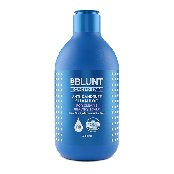 Bblunt Anti-Dandruff Shampoo, 300ml | Reduces Hair Fall by 93% | Fights Dandruff | Nourishes & Strengthens Hair | Sulfate-Free Formula for Healthy, Smooth Hair