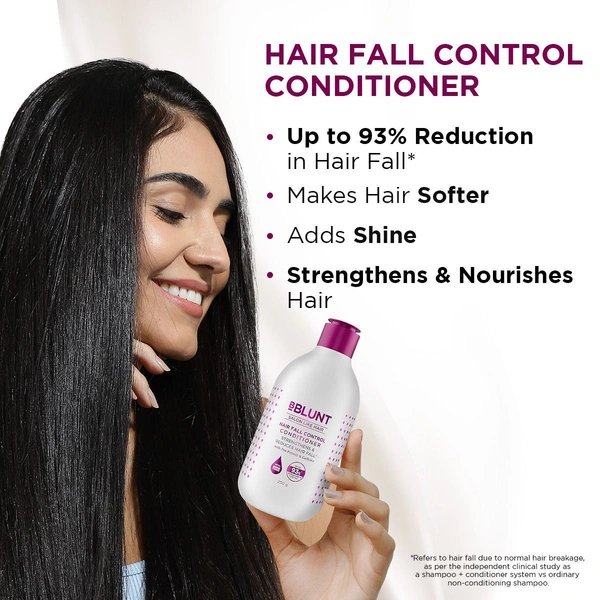 Bblunt Hair Fall Control Conditioner, 250gm | Reduce Hair Fall with Pea, Protein & Caffeine| Reduces Hair Fall by 93% | Sulfate & Paraben-Free