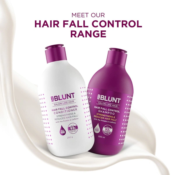 Bblunt Hair Fall Control Conditioner, 250gm | Reduce Hair Fall with Pea, Protein & Caffeine| Reduces Hair Fall by 93% | Sulfate & Paraben-Free