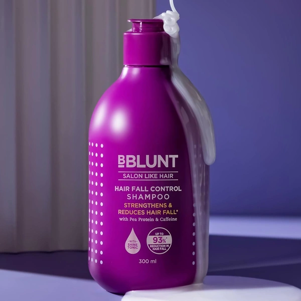 Bblunt Hair Fall Control Shampoo, 300ml | Reduces Hair Fall by 93% | Strengthens Roots & Boosts Hair Growth | Enriched with Pea Protein & Caffeine for Thicker, Healthier Hair
