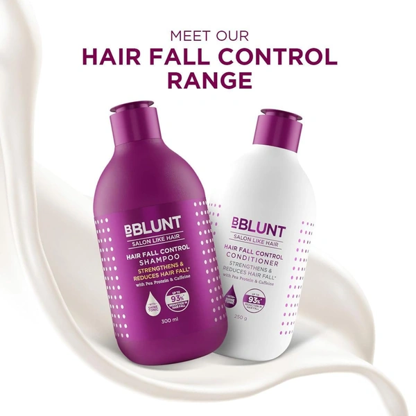 Bblunt Hair Fall Control Shampoo, 300ml | Reduces Hair Fall by 93% | Strengthens Roots & Boosts Hair Growth | Enriched with Pea Protein & Caffeine for Thicker, Healthier Hair