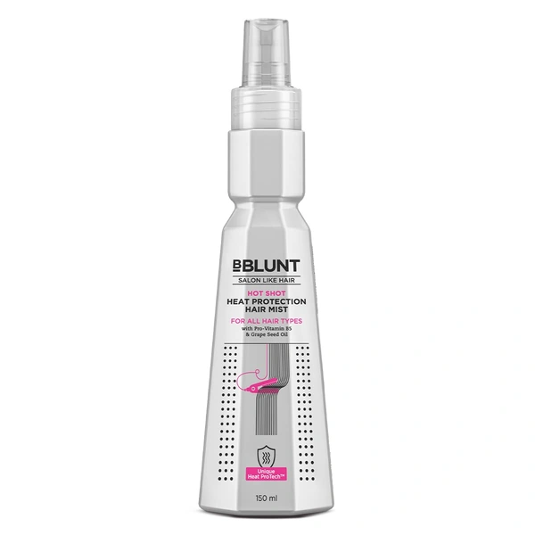 Bblunt BBLUNT Hot Shot Heat Protection Hair Mist 150ml | Protects Up to 230�C | Prevents Styling Damage & Breakage | Lightweight Leave-In Spray for Men & Women | Designed for Indian Hair