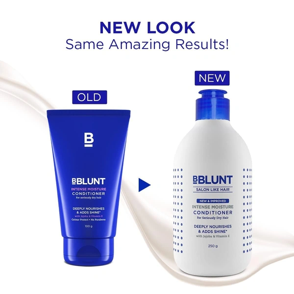Bblunt Intese Moisture Conditioner, 250gm | Deeply Nourishes & Adds Shine with jojoba & Vitamine E | Reduces Hair Fall by 93% | Sulfate & Paraben-Free