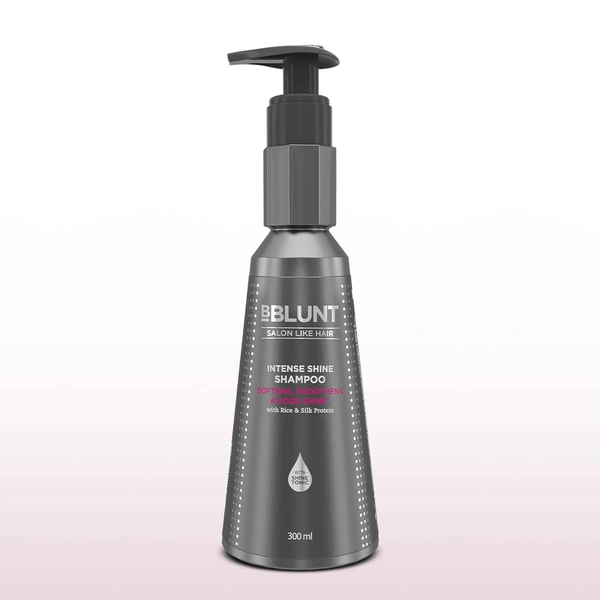 Bblunt Intese Shine Shampoo, 300ml | Reduces Hair Fall by 93% |Adds Gloss & Smoothness | Nourishing Formula with Coconut & Jojoba Oil | Paraben & SLS Free