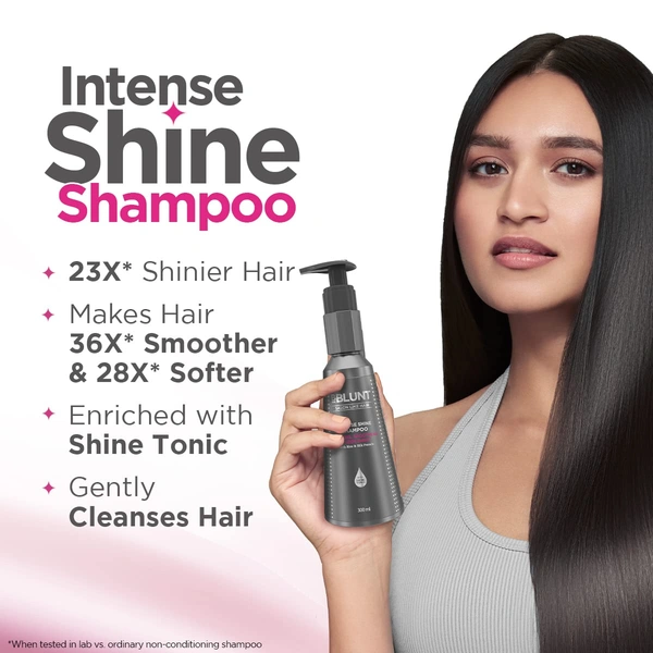 Bblunt Intese Shine Shampoo, 300ml | Reduces Hair Fall by 93% |Adds Gloss & Smoothness | Nourishing Formula with Coconut & Jojoba Oil | Paraben & SLS Free