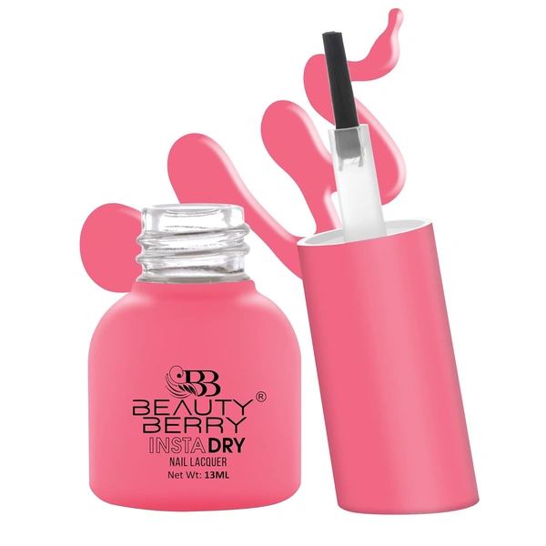 Beauty Berry Insta Dry Nail Lacquer Barbie Pink 19- 13ml | Quick-Dry & Long-Lasting | High Shine & Smooth Application | Playful Pink Shade for Glamorous Nails?