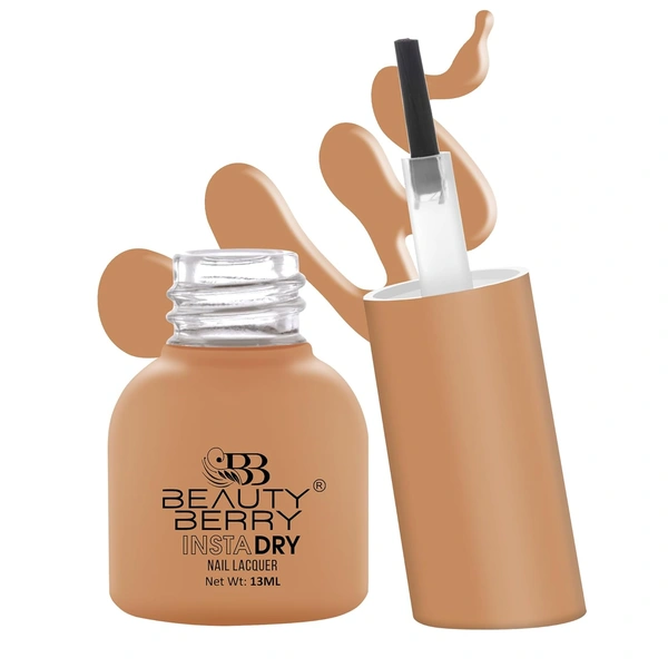 Beauty Berry Insta Dry Nail Lacquer Caramel 58 - 13ml | Quick-Dry & Long-Lasting | High Shine & Smooth Application | Warm Beige Shade for Elegant, Long-Lasting Nails
