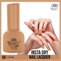 Beauty Berry Insta Dry Nail Lacquer Caramel 58 - 13ml | Quick-Dry & Long-Lasting | High Shine & Smooth Application | Warm Beige Shade for Elegant, Long-Lasting Nails