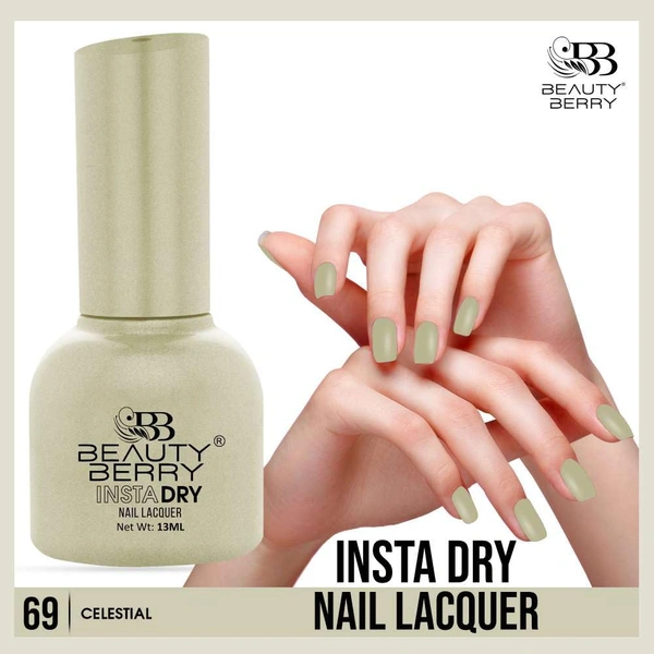 Beauty Berry Insta Dry Nail Lacquer Celestial 69 - 13ml | Quick-Dry & Long-Lasting | High Shine & Smooth Application | Deep, celestial shade adds a sophisticated touch