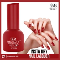 Beauty Berry Insta Dry Nail Lacquer Cinnamon Red 24 - 13ml | Quick-Dry & Long-Lasting | High Shine & Smooth Application | Warm Cinnamon Red Shade for Elegant Nails