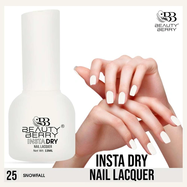 Beauty Berry Insta Dry Nail Lacquer Cinnamon Red 25 - 13ml | Quick-Dry & Long-Lasting | High Shine & Smooth Application | Elegant White Shade for Sophisticated Nails