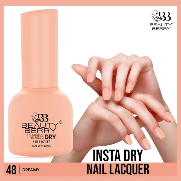 Beauty Berry Insta Dry Nail Lacquer Dreamy 48 - 13ml | Quick-Dry & Long-Lasting | High Shine & Smooth Application | Soft Lavender Shade for Elegant Nails