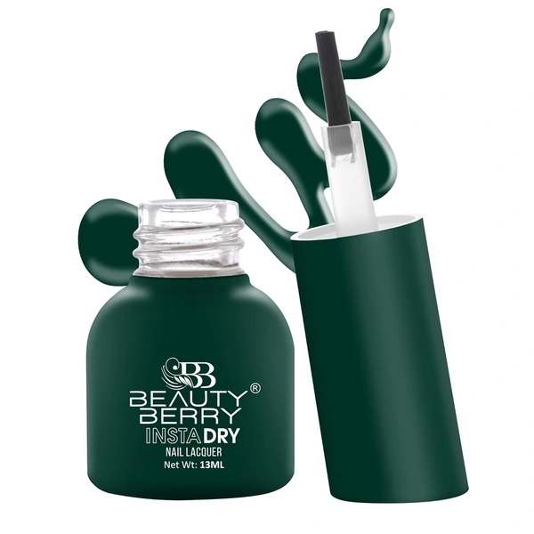 Beauty Berry Insta Dry Nail Lacquer Emerald 09 - 13ml | Quick-Dry & Long-Lasting | High Shine & Smooth Application | Vibrant Green Shade for Bold Nails