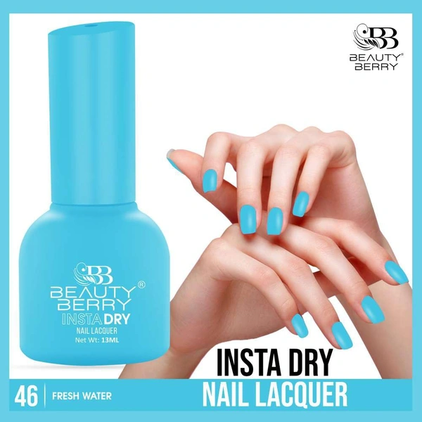 Beauty Berry Insta Dry Nail Lacquer Fresh Water 46 - 13ml | Quick-Dry & Long-Lasting | High Shine & Smooth Application | Vibrant Grape Shade for Elegant Nails