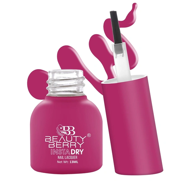Beauty Berry Insta Dry Nail Lacquer Fuschia 11 - 13ml | Quick-Dry & Long-Lasting | High Shine & Smooth Application | Bold Fuchsia Shade for Vibrant Nails
