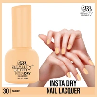 Beauty Berry Insta Dry Nail Lacquer Nudier 30 - 13ml | Quick-Dry & Long-Lasting | High Shine & Smooth Application | Subtle Nude Shade for Elegant Nails?