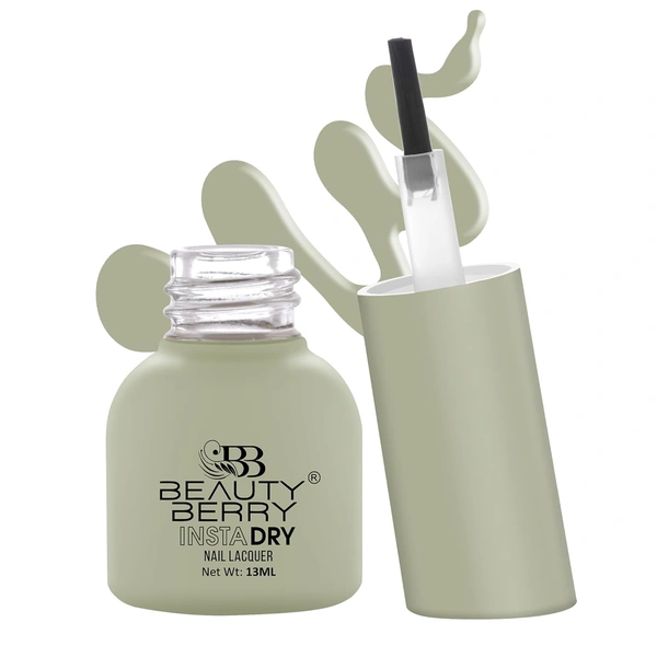 Beauty Berry Insta Dry Nail Lacquer Pale Slate 35 - 13ml | Quick-Dry & Long-Lasting | High Shine & Smooth Application | Subtle Slate Shade for Elegant Nails