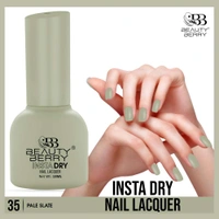 Beauty Berry Insta Dry Nail Lacquer Pale Slate 35 - 13ml | Quick-Dry & Long-Lasting | High Shine & Smooth Application | Subtle Slate Shade for Elegant Nails