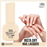 Beauty Berry Insta Dry Nail Lacquer Peach Petal 50 - 13ml | Quick-Dry & Long-Lasting | High Shine & Smooth Application | Soft Peach Shade for Elegant Nails