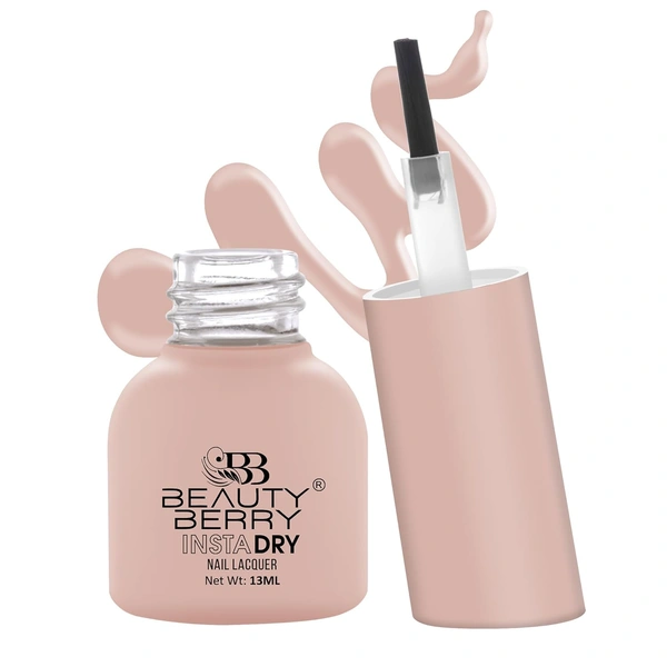 Beauty Berry Insta Dry Nail Lacquer Peachy Dust 06 - 13ml | Quick-Dry & Long-Lasting | High Shine & Smooth Application | Soft Peach Shade for Everyday Elegance?