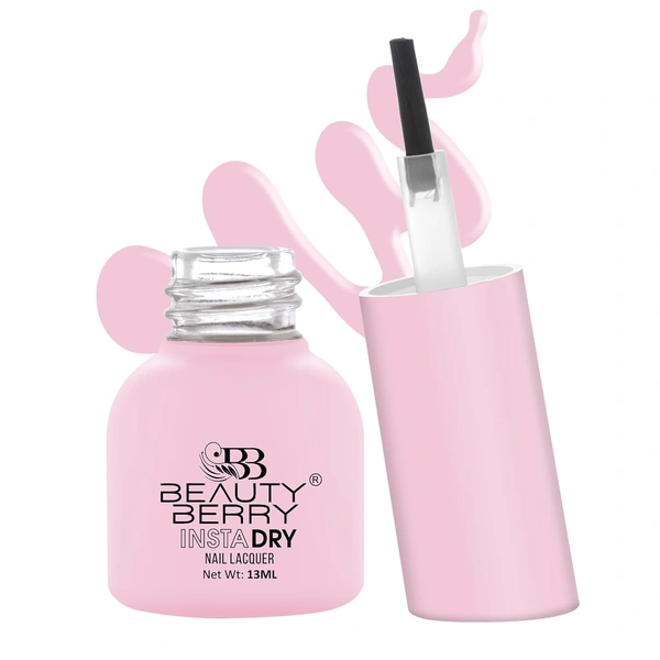 Beauty Berry Insta Dry Nail Lacquer Pink Lace 56 - 13ml | Quick-Dry & Long-Lasting | High Shine & Smooth Application | Elegant Pink Shade for Beautiful Nails