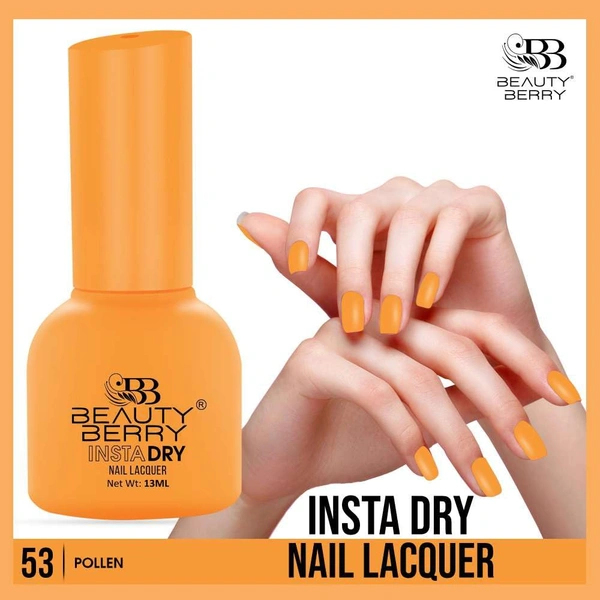 Beauty Berry Insta Dry Nail Lacquer Pollen 53 - 13ml | Quick-Dry & Long-Lasting | High Shine & Smooth Application | Warm Beige Shade for Elegant Nails?