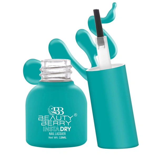 Beauty Berry Insta Dry Nail Lacquer Pool Dip 04 - 13ml | Quick-Dry & Long-Lasting | High Shine & Smooth Application | Cool Blue Shade for Effortless Style?