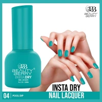 Beauty Berry Insta Dry Nail Lacquer Pool Dip 04 - 13ml | Quick-Dry & Long-Lasting | High Shine & Smooth Application | Cool Blue Shade for Effortless Style?