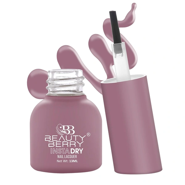 Beauty Berry Insta Dry Nail Lacquer Power Puff 02 - 13ml | Quick-Dry & Long-Lasting | High Shine & Smooth Application | Vibrant Shade for Everyday Glam
