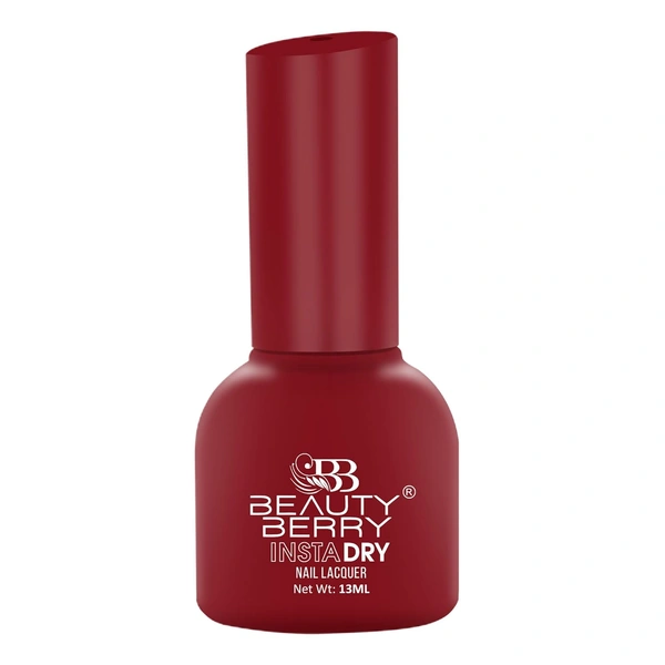 Beauty Berry Insta Dry Nail Lacquer Red Alert 13 - 13ml | Quick-Dry & Long-Lasting | High Shine & Smooth Application | Bold Red Shade for Striking Nails?