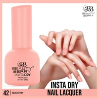 Beauty Berry Insta Dry Nail Lacquer Smoothy 42 - 13ml | Quick-Dry & Long-Lasting | High Shine & Smooth Application | Soft Pink Shade for Elegant Nails