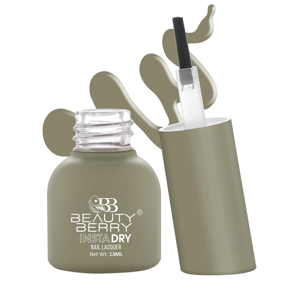 Beauty Berry Insta Dry Nail Lacquer Stepping Stone 20- 13ml | Quick-Dry & Long-Lasting | High Shine & Smooth Application | Elegant Grey Shade for Sophisticated Nails?