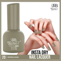 Beauty Berry Insta Dry Nail Lacquer Stepping Stone 20- 13ml | Quick-Dry & Long-Lasting | High Shine & Smooth Application | Elegant Grey Shade for Sophisticated Nails?
