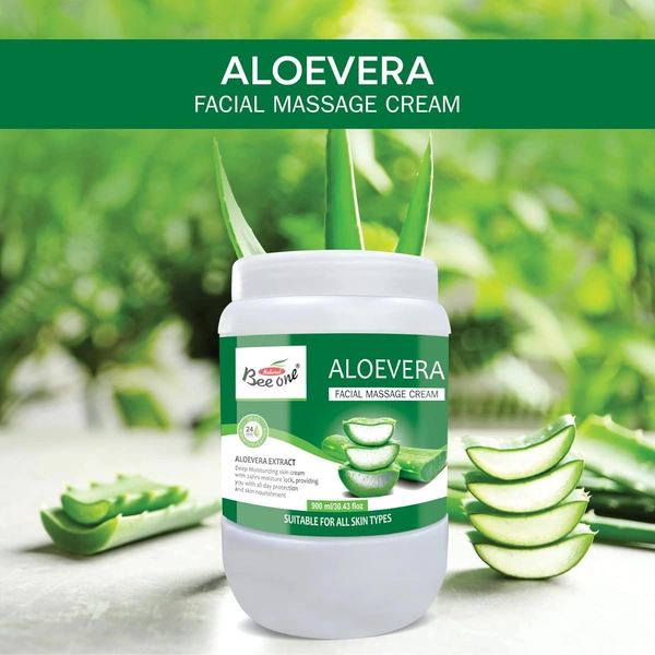 Bee One Aloe Vera Facial Massage Cream 900ml | With Aloe Extracts for Deep Moisturizing & 24H Hydration | Nourishes, Softens & Revitalizes Skin | Paraben-Free, Vegan