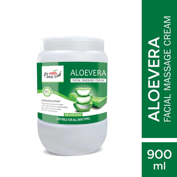 Bee One Aloe Vera Facial Massage Cream 900ml | With Aloe Extracts for Deep Moisturizing & 24H Hydration | Nourishes, Softens & Revitalizes Skin | Paraben-Free, Vegan