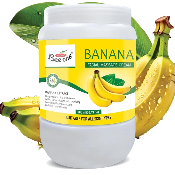 Bee One Banana Facial Massage Cream 900ml | With Banana Extracts for Deep Moisturizing & 24H Hydration | Skin Nourishment, Repair & Softness | Paraben-Free & Vegan
