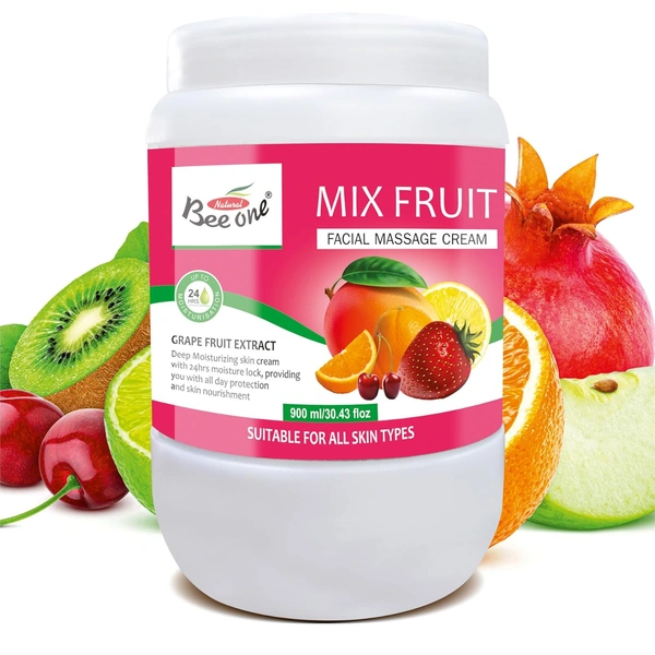 Bee One Mix Fruit Facial Massage Cream 900ml | 24H Moisture Lock & Protection | Deep Moisturizing, Repair, Rejuvenate & Nourish | Paraben-Free, Vegan & Cruelty-Free