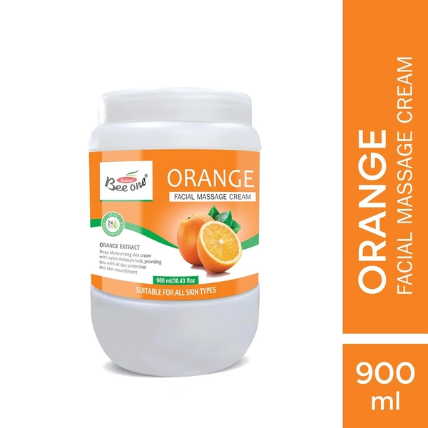 Bee One Orange Facial Massage Cream 900ml | Enriched with Orange Extracts for Deep Moisturizing, Brightening & 24H Hydration | Softens, Nourishes & Rejuvenates Skin | Paraben-Free & Vegan