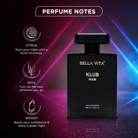Bella Vita Luxury KLUB Man Eau De Parfum Perfume for Men with Lemon, Rose and Vanilla|Musky and Spicy Long Lasting Premium EDP Fragrance Scent, 100Ml