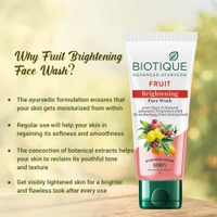 Biotique Fruit Brightening Face Wash 100ml | 100% Pure & Natural Botanicals |Ayurvedic Extract |Daily facial cleanser | For Radiant Skin | Brightening & Refreshing Face Wash | Suitable for All Skin Types
